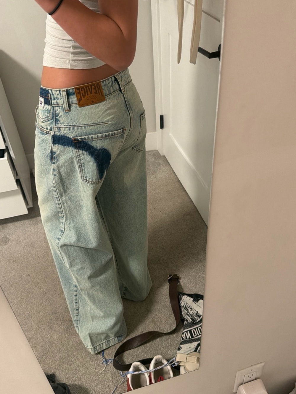 REVICE Light Blue Washed Wide-Leg Jeans